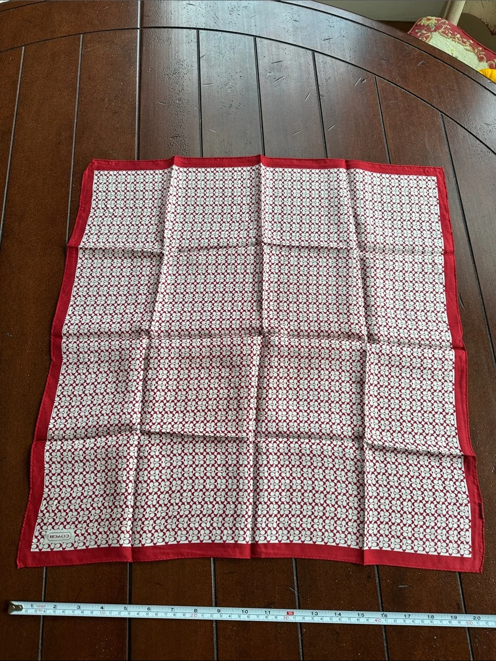 Coach Red and White Signature Pattern Scarf